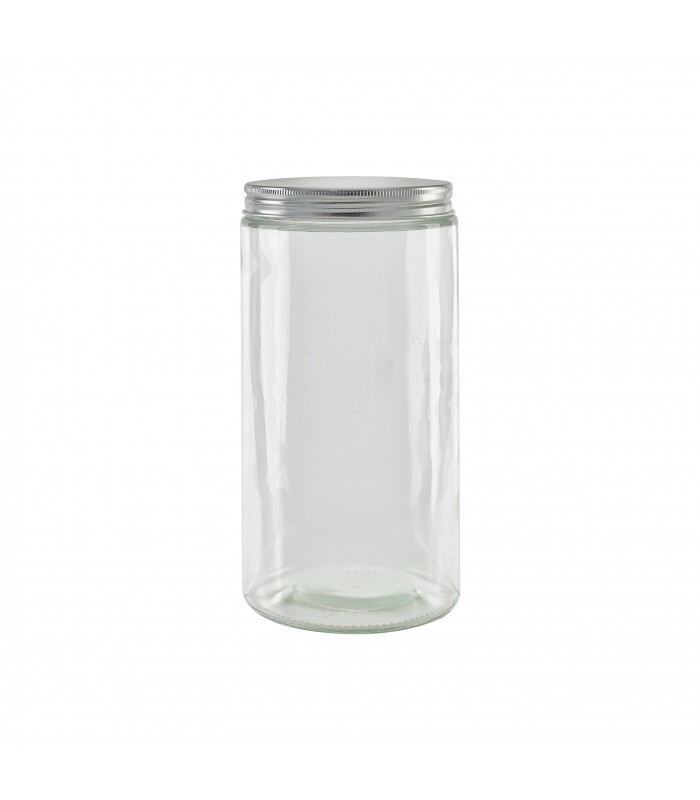 Pot en verre rond avec couvercle en aluminium à visser  H187mm 1000ml - 30Pcs
