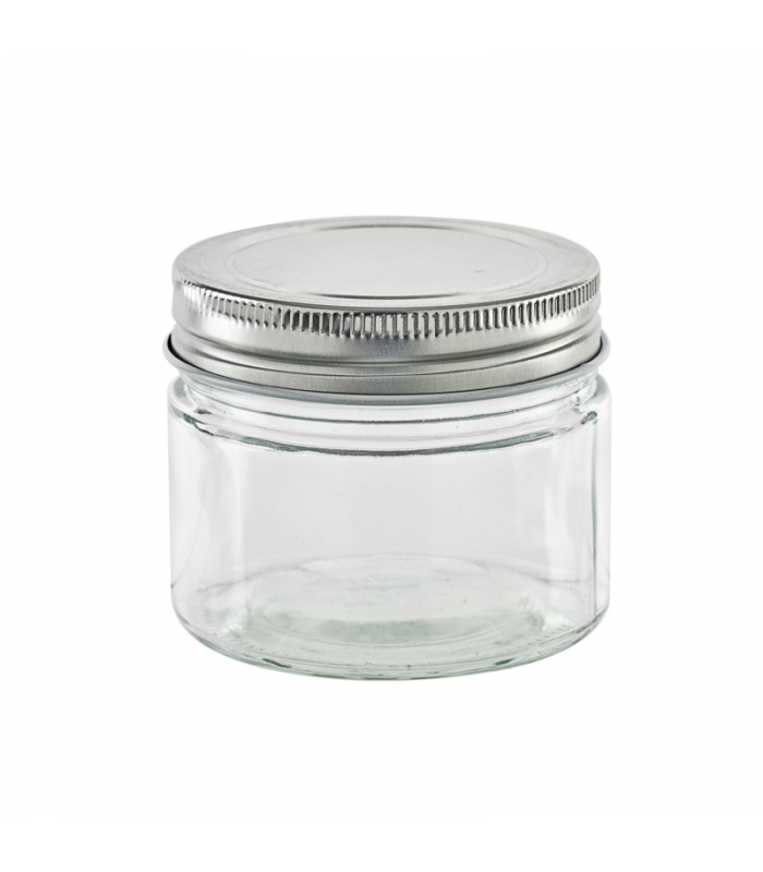 Pot en verre rond avec couvercle en aluminium à visser  H62mm 150ml - 80Pcs