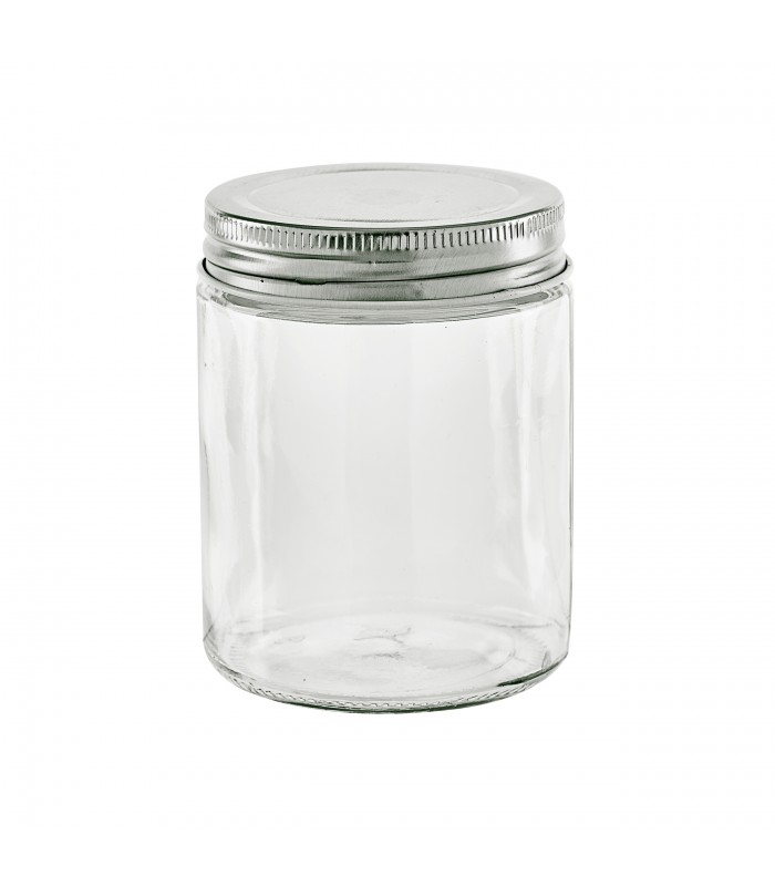 Pot en verre rond avec couvercle en aluminium à visser  H99mm 300ml - 60Pcs