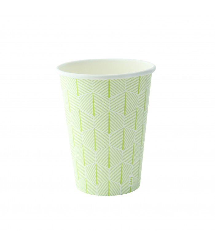 Gobelet carton blanc décor feuille  H79mm 180ml - 1000Pcs
