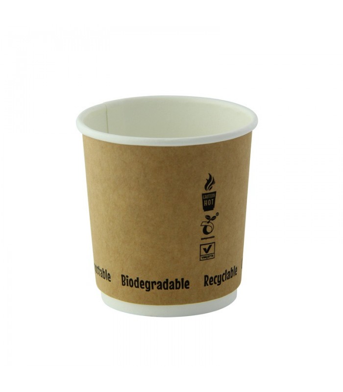 Gobelet en carton kraft brun à double paroi avec laminage PLA   H60mm 120ml - 1000Pcs