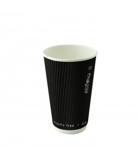 Gobelet carton double paroi noir "Rippley"   H110mm 340ml - 500Pcs