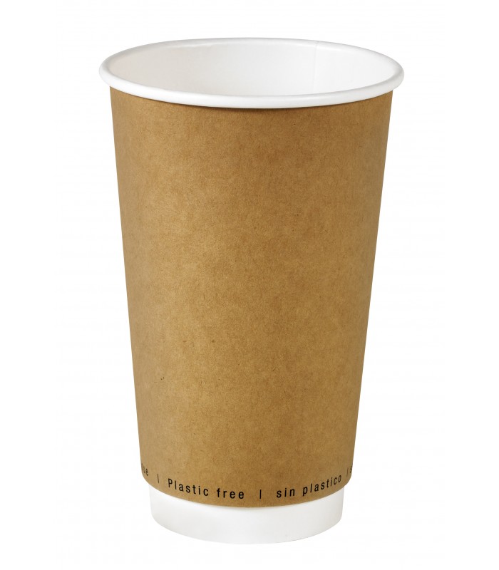 Gobelet en carton brun à double paroi sans matière plastique, Waterbased  H136mm 460ml - 500Pcs