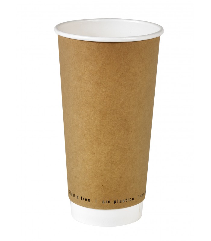 Gobelet en carton brun à double paroi sans matière plastique, Waterbased  H161mm 590ml - 500Pcs