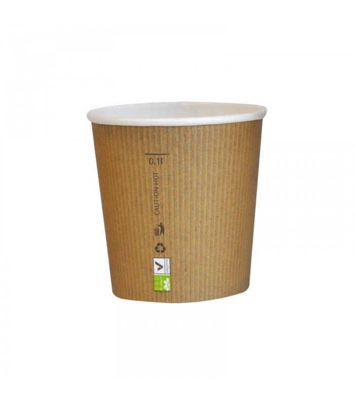 Gobelet Nature Cup en carton kraft brun strié  H60mm 120ml - 1000Pcs