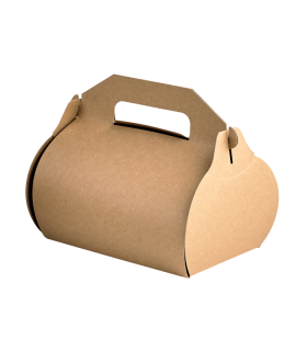 Boîte pâtissière haute carton kraft avec poignée 180x140mm H160mm - 50Pcs