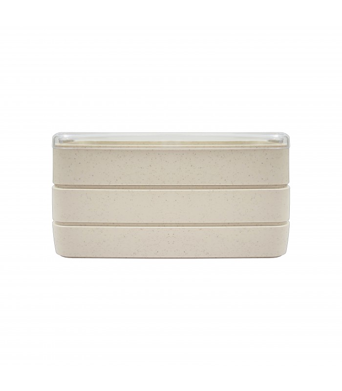 Boîte Bento 3 compartiments réemployable composite beige 185x80mm H103mm 900ml - 20Pcs