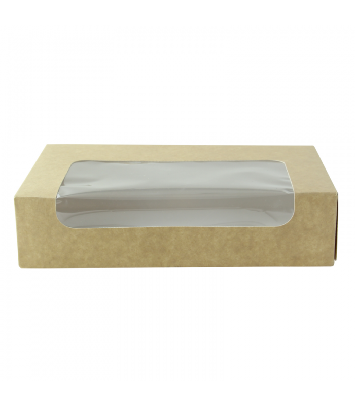Boite carton kraft  laminé  à fenêtre  190x113mm H44mm - 200Pcs