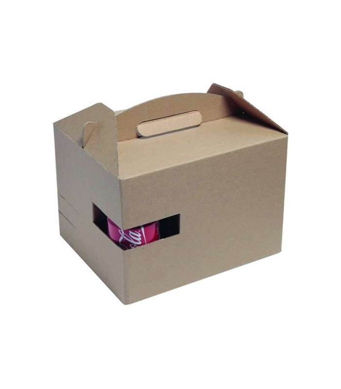Boite carton kraft avec poignée "Lunchgo"  300x200mm H175mm - 100Pcs