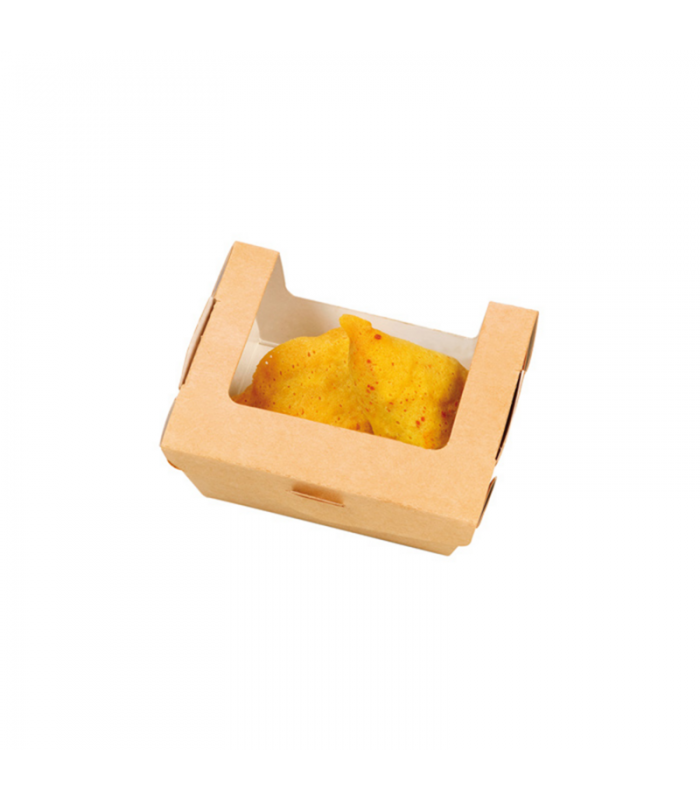 Boite salade carton kraft brun à fenêtre  100x80mm H40mm 250ml - 250Pcs