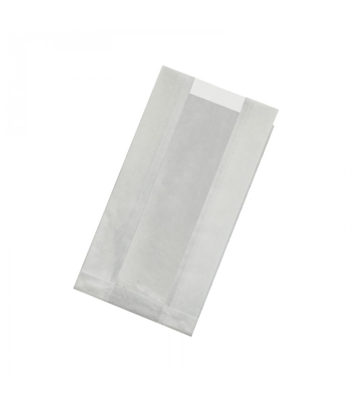 Sac blanc ingraissable en papier kraft à fenêtre plastique PP 220x120mm H50mm - 1000Pcs