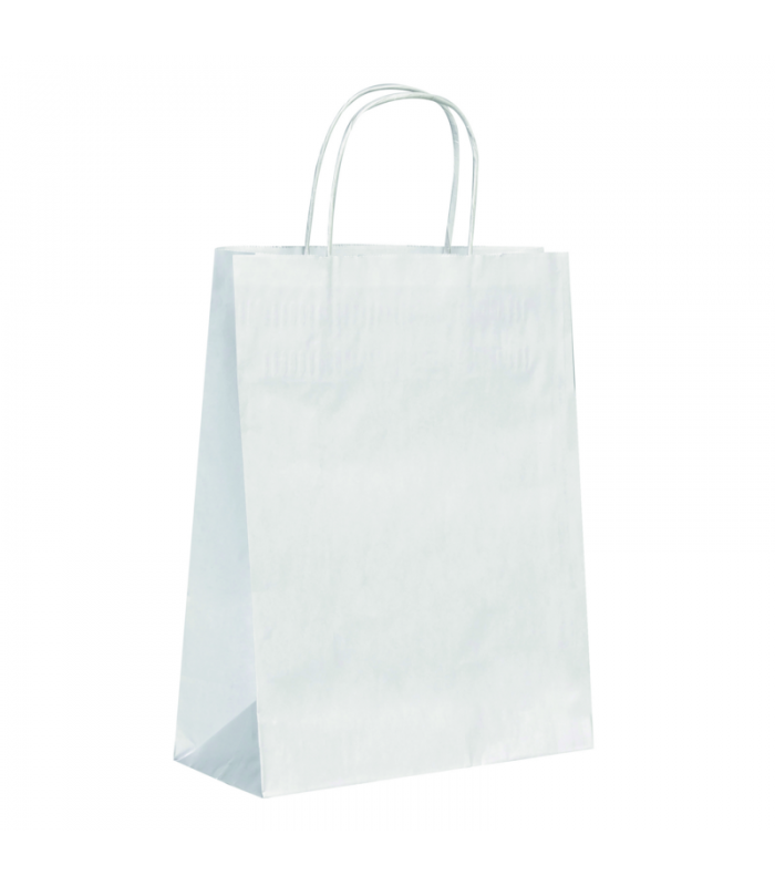 Sac cabas papier blanc poignées ficelles  220x100mm H290mm - 250Pcs