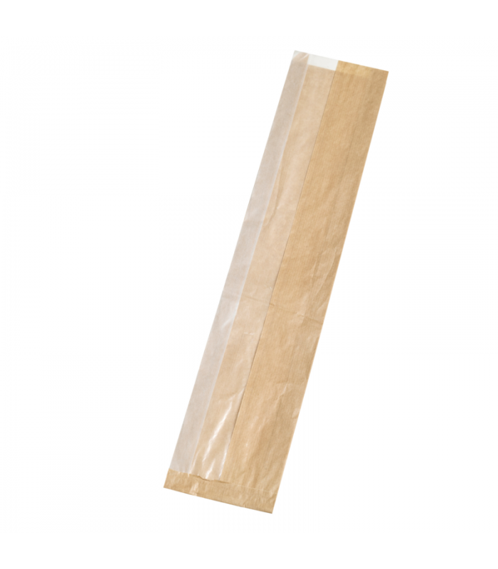 Sac sandwich en papier kraft à fenêtre cristal et 4 cm de soufflet 110x40mm H550mm - 1000Pcs