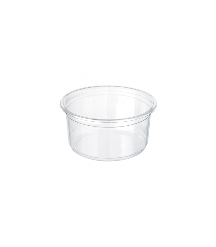 Pot Deli rond PET avec couvercle plat attaché   H35mm 250ml - 600Pcs