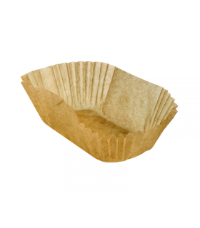 Caissette papier de cuisson ovale brune siliconée 97x52mm H40mm - 100Pcs