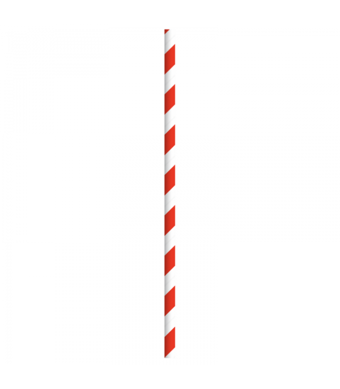 Chalumeau papier rouge  / blanc emballé individuellement   H197mm - 3000Pcs