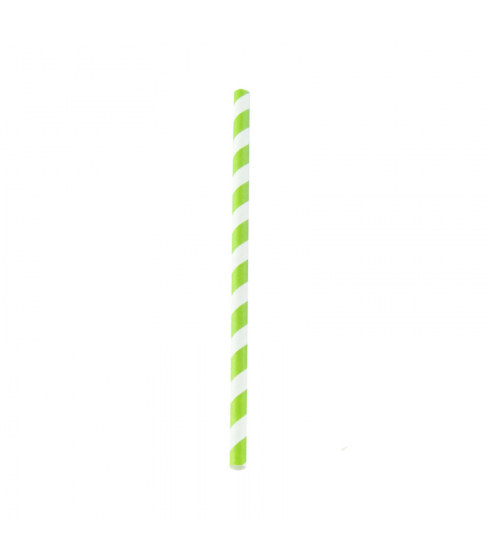 Chalumeau papier smoothie vert citron / blanc  H197mm - 3000Pcs
