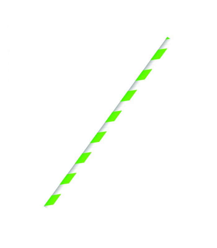 Chalumeau papier vert citron  / blanc emballé individuellement   H197mm - 3000Pcs
