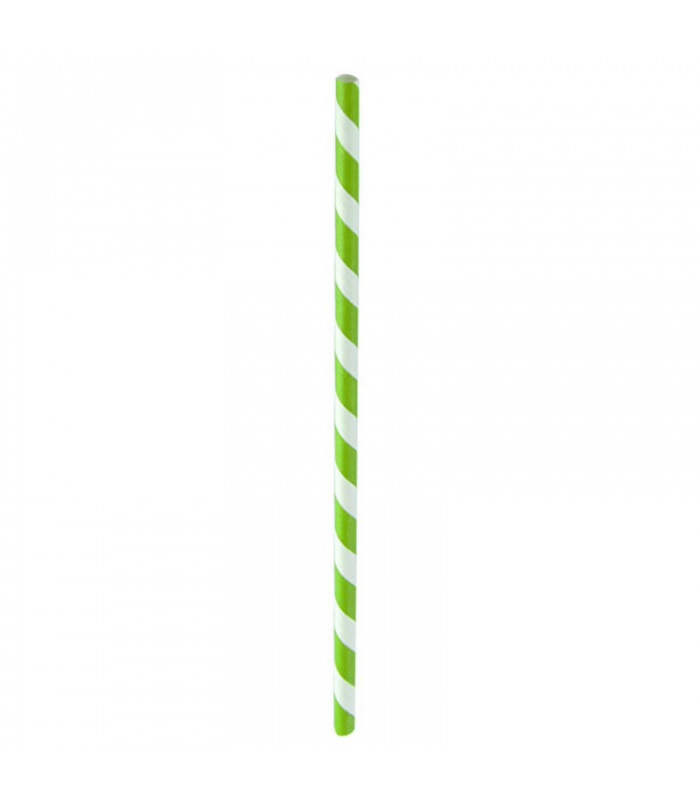 CHALUMEAUX PAPIER VERT/BLANC AC CIRE D'ABEILLE D 6MM X 210MM 25PCS/PET BOX, 6BOX/BAG, 4BAGS/CTN - 600Pcs