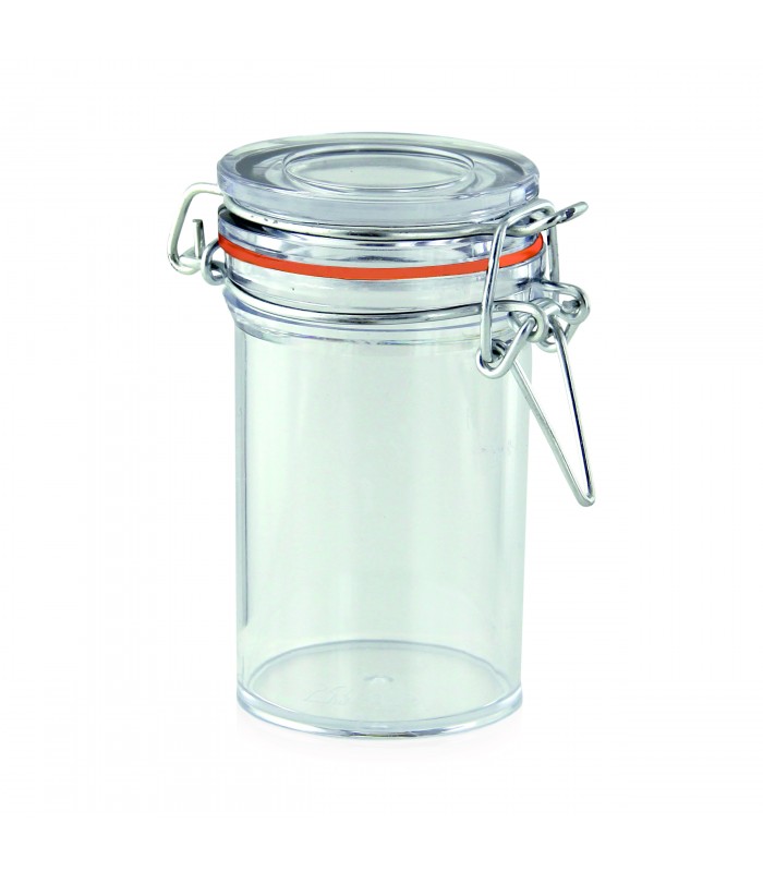 Bocal plastique PS transparent rond   H76mm 80ml - 60Pcs