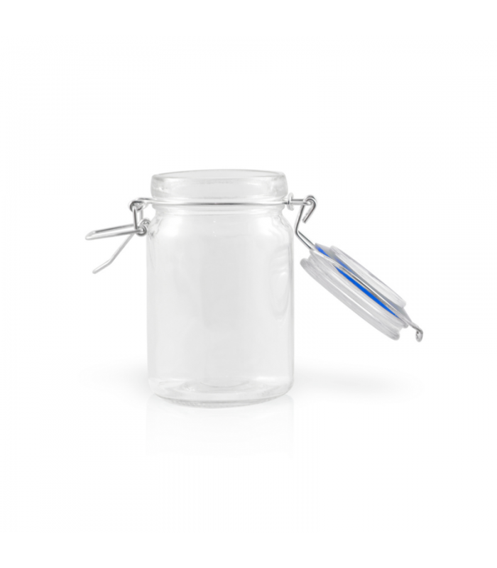 Mini bocal en verre avec joint silicone bleu foncé   H119,2mm 200ml - 24Pcs