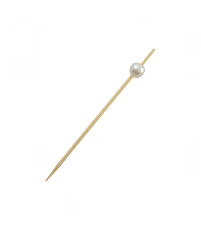Pique bambou Bijou avec une extrémité perle blanche  H90mm - 2000Pcs