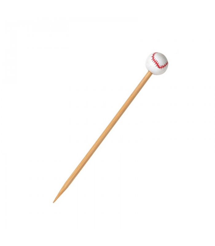 Pique bambou avec une extrémité décor baseball   H120mm - 1000Pcs