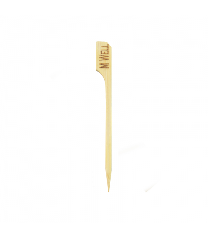 Pique à steak bambou Teppo Gushi, inscription Well (bien cuit)   H90mm - 1000Pcs