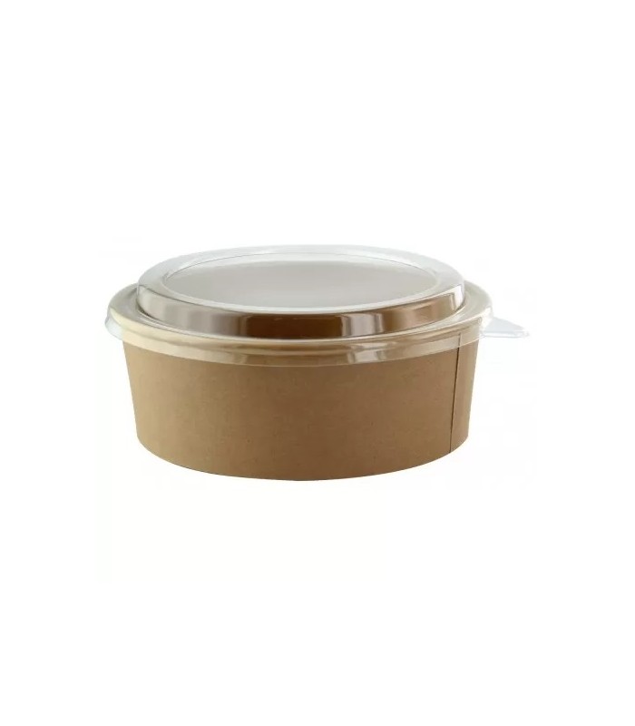 Combo Saladier rond kraft "Buckaty" et couvercle PET   H65mm 1250ml - 200Pcs