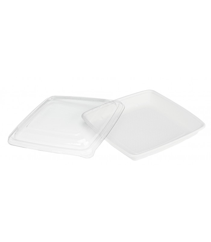 Saladier carré blanc en pulpe  235x235mm H28mm 1000ml - 200Pcs