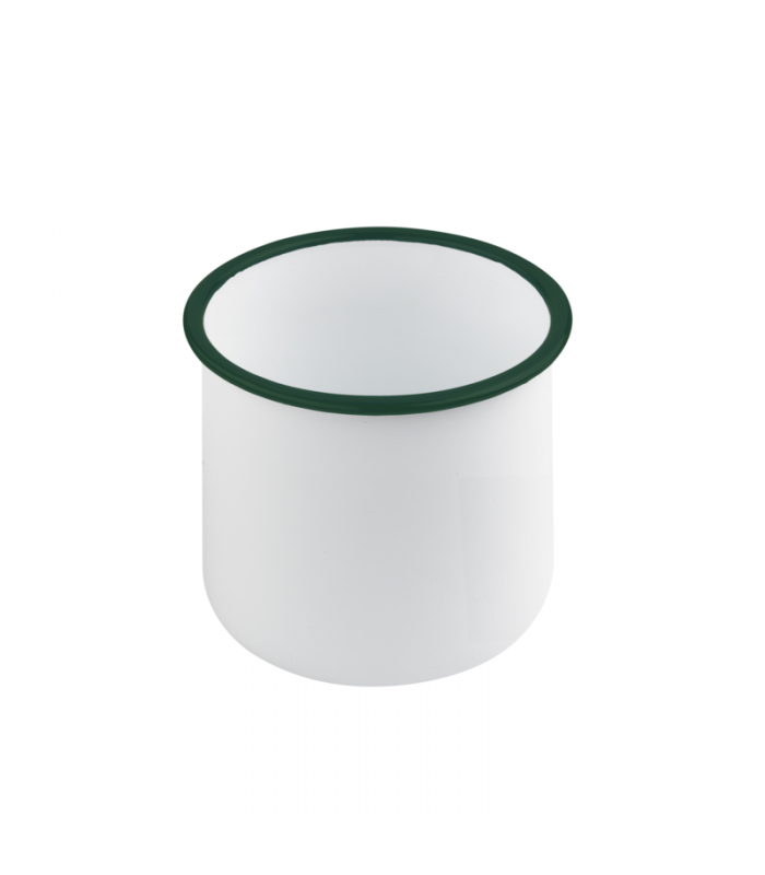 Pot enamel blanc en acier émaillé à bord droit et vert   H100mm 730ml - 12Pcs