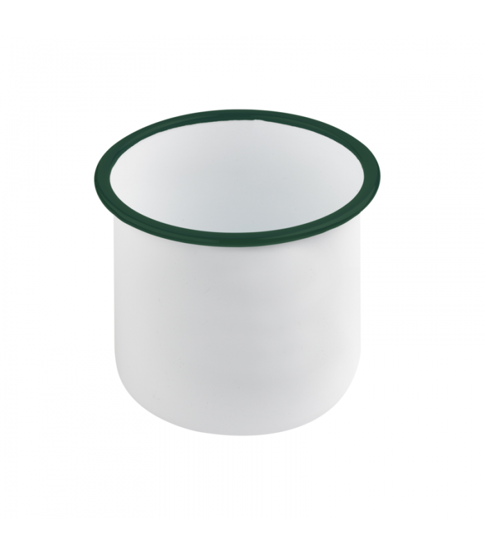 Pot enamel blanc en acier émaillé à bord droit et vert   H120mm 1200ml - 12Pcs
