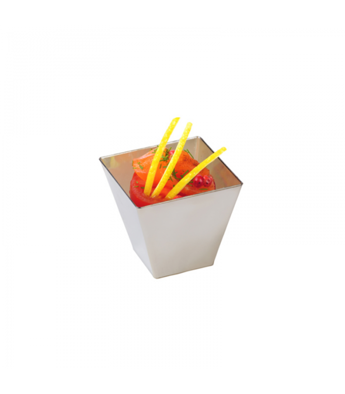 Verrine plastique PS argentée carrée "Rimbo"  50x50mm H45mm -100Pcs