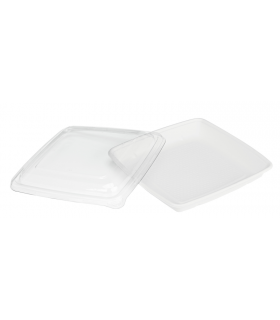 Saladier carré blanc en pulpe  235x235mm H28mm 1000ml -25Pcs