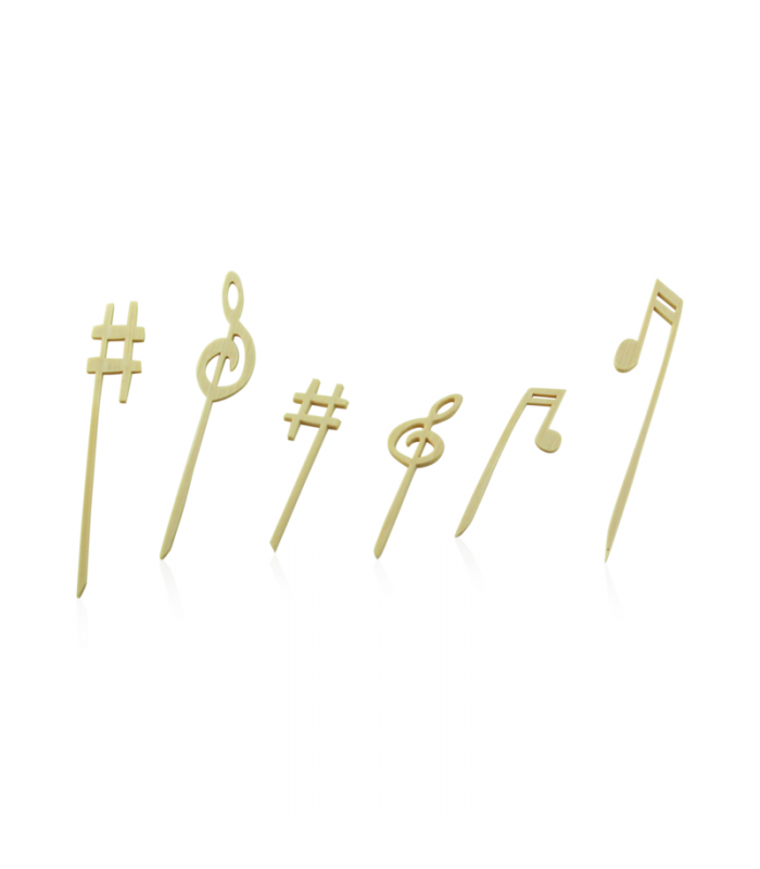 Pique bambou avec une extrémité décor musique   H120mm -100Pcs
