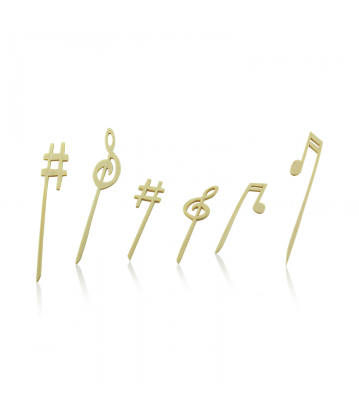 Pique bambou avec une extrémité décor musique   H90mm -100Pcs