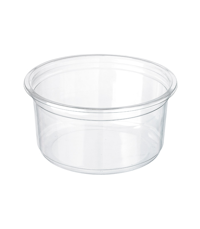 Pot Deli rond plastique PET transparent avec couvercle rentrant  H61mm 350ml -25Pcs
