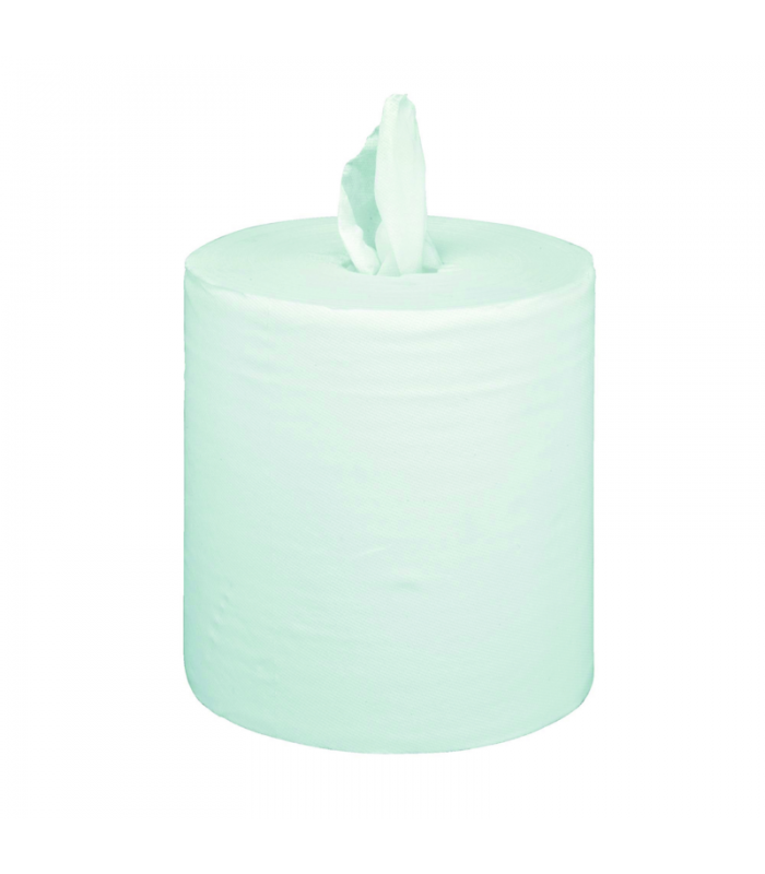 Bobine d'essuyage blanc 2 plis à devidage central -6Pcs