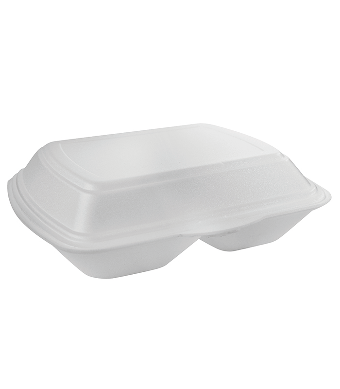 Coquille plastique PSE blanche 2 compartiments 210x245mm H72mm -50Pcs