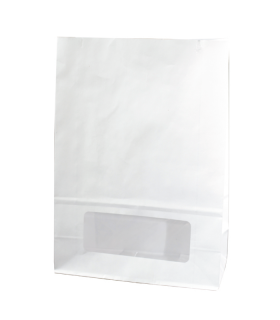 Sac bloomer papier blanc avec fenêtre PE 150x75mm H220mm -125Pcs
