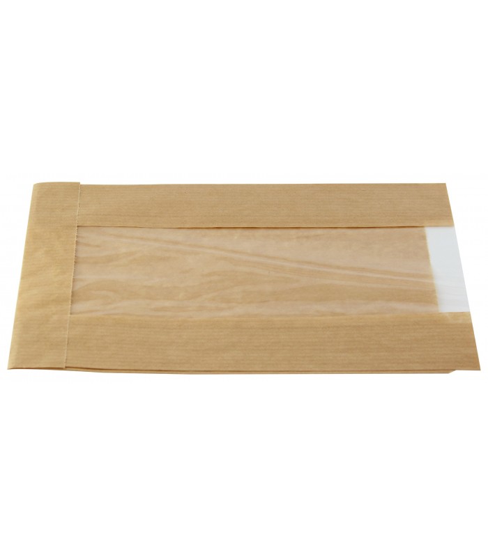 Sac papier kraft brun à fenêtre 60x180mm H220mm -1000Pcs