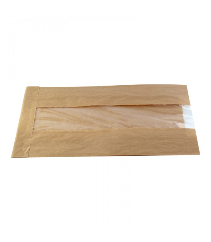 Sac papier kraft brun à fenêtre 120x50mm H220mm -1000Pcs