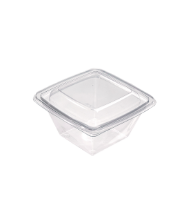 Saladier plastique PET carré transparent 190x190mm H45mm 750ml -300Pcs