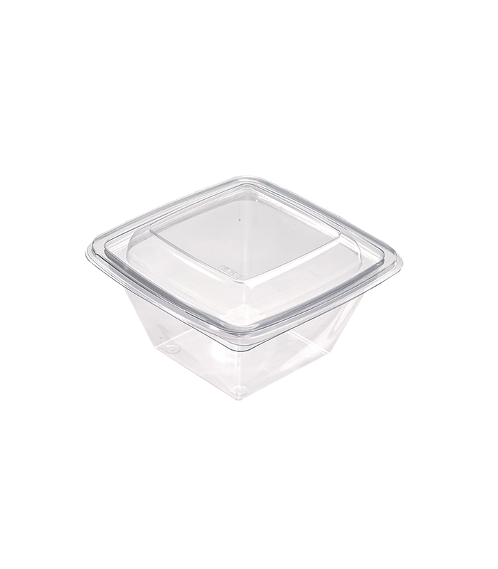 Saladier plastique PET carré transparent 190x190mm H45mm 750ml -300Pcs