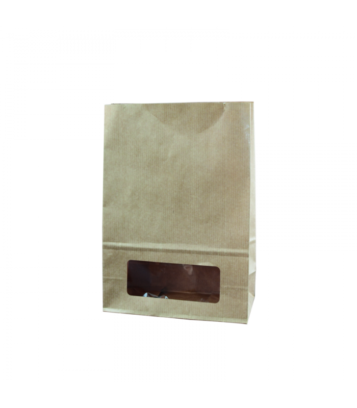 Sac bloomer papier kraft vergé avec fenêtre  157x85mm H220mm -125Pcs