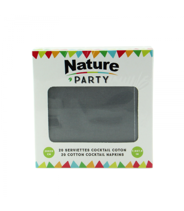 Serviette coton gris pour cocktail 200x195mm -20Pcs