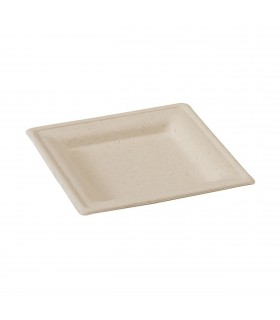 Assiette carrée brune en pulpe 260x260mm H20mm -125Pcs