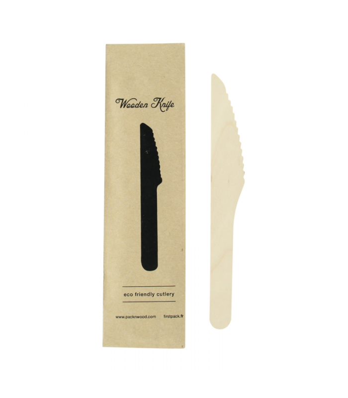 Couteau bois emballé individuellement   H165mm -50Pcs