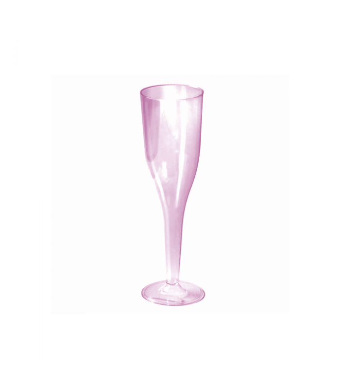 Flûte à champagne plastique PS fushia transparente   130ml -6Pcs