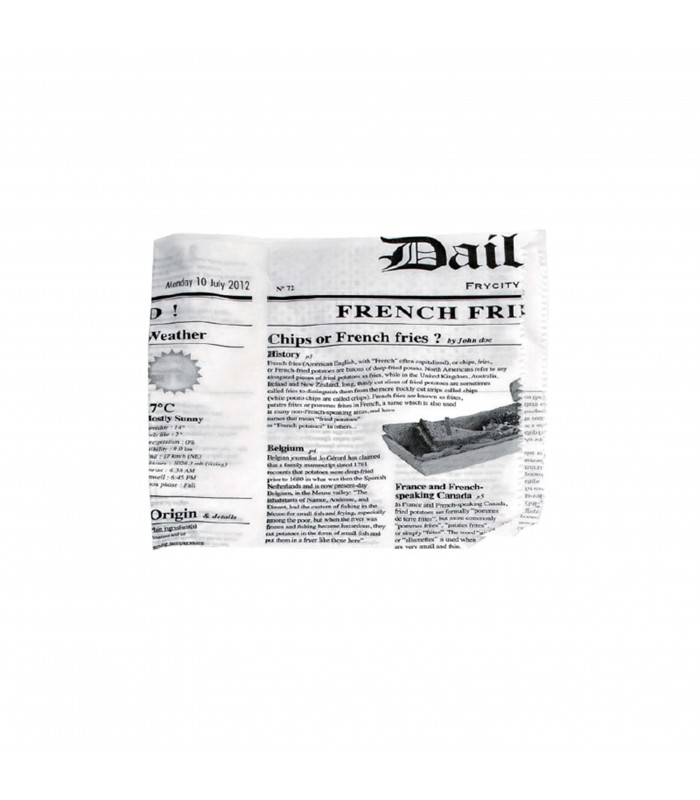 Sac papier ingraissable ouvert sur 2 côtés décor journal 170x170mm -1000Pcs